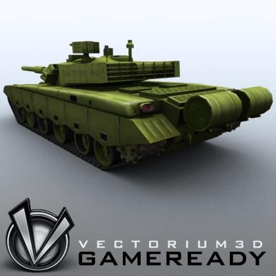 3D Model of Game-ready model of modern Chinese main battle tank ZTZ99 (Type 99) with two RGB textures: 1024x1024 for tank and 1024x512 for track and wheels. - 3D Render 2